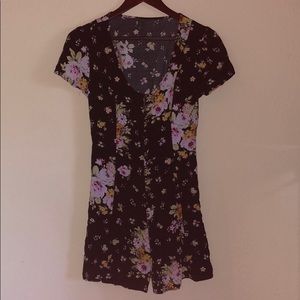 Floral skater dress with buttons & tie Size M